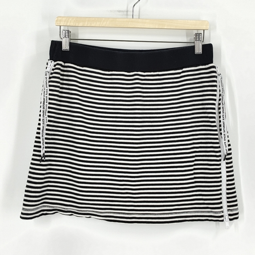 Kate Spade Black and White Striped Mini Skirt